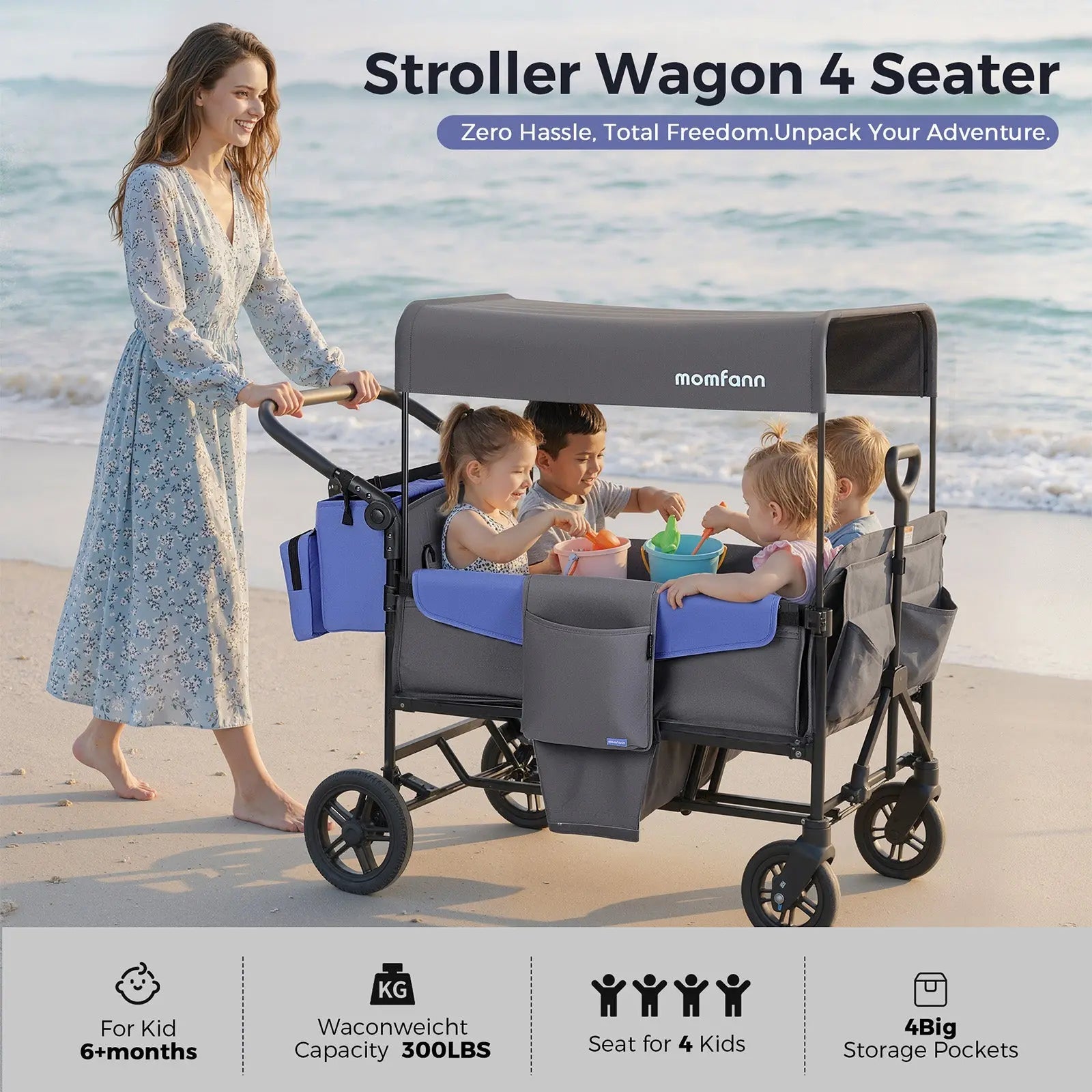 Momfann Stroller Wagon for Kids – 2-Seater All-Terrain Baby Wagon